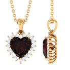 4.25 CT Garnet Heart Pendant Necklace with Diamond Halo Garnet - ( AAA ) - Quality - Rosec Jewels