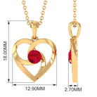 1/4 CT Round Created Ruby Gold Heart Pendant Necklace Lab Created Ruby - ( AAAA ) - Quality - Rosec Jewels