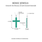 3.5 CT Lab Created Emerald Cross Pendant Necklace in Silver - Rosec Jewels