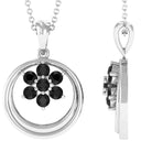 1/4 CT Minimal Black Spinel Cluster Open Circle Pendant Black Spinel - ( AAA ) - Quality - Rosec Jewels