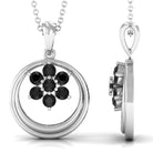 1/4 CT Minimal Black Spinel Cluster Open Circle Pendant Black Spinel - ( AAA ) - Quality - Rosec Jewels