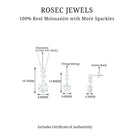 5.25 CT Moissanite 3 Stone Drop Dangle Earring and Necklace Set Moissanite - ( D-VS1 ) - Color and Clarity - Rosec Jewels