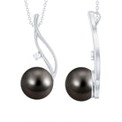 Classic Tahitian Pearl and Moissanite Drop Pendant with Hidden Bail Tahitian pearl - ( AAA ) - Quality - Rosec Jewels