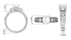 Emerald Cut Moissanite Solitaire Band Ring with Ivy Scroll Shank Moissanite - ( D-VS1 ) - Color and Clarity - Rosec Jewels