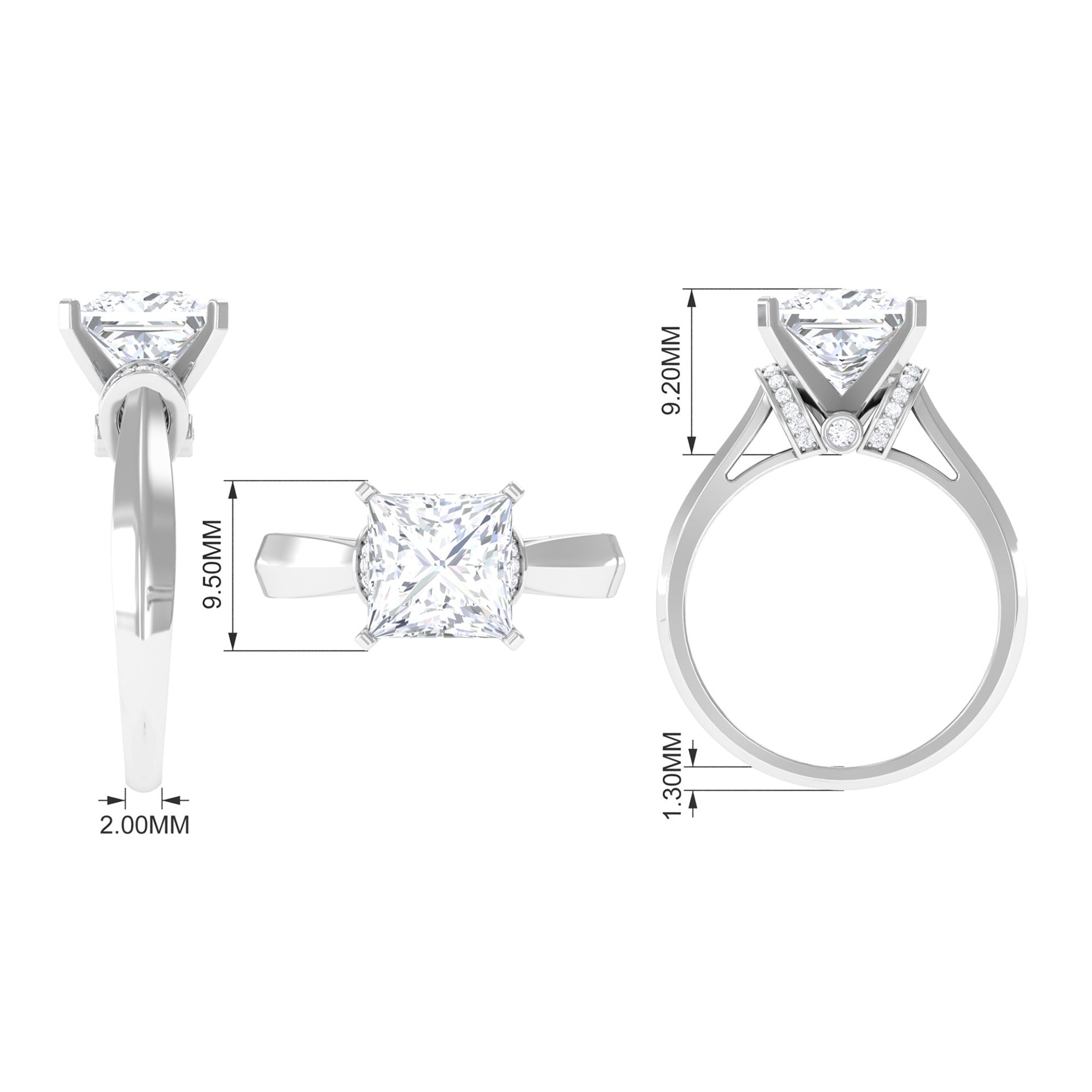 Moissanite Solitaire Simple Engagement Ring Moissanite - ( D-VS1 ) - Color and Clarity - Rosec Jewels