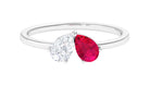 Real Ruby Toi Et Moi Promise Ring Ruby - ( AAA ) - Quality - Rosec Jewels