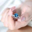 Rosec Jewels-2.25 CT Spiral Shank Engagement Ring with London Blue Topaz and Diamond