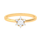 Round Moissanite Flower Promise Ring Moissanite - ( D-VS1 ) - Color and Clarity - Rosec Jewels