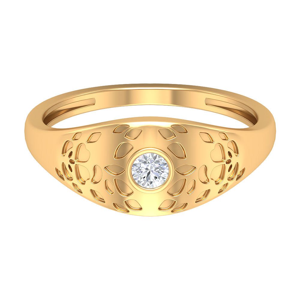 Diamond Textured Signet Ring for Men Diamond - ( HI-SI ) - Color and Clarity - Rosec Jewels