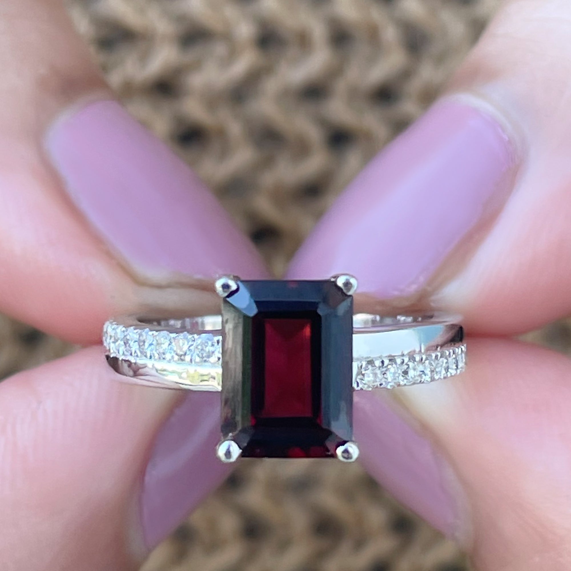 1.75 CT Garnet Two Tone Solitaire Ring with Diamond Garnet - ( AAA ) - Quality - Rosec Jewels