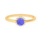 Minimal Round Tanzanite Engagement Ring with Diamond Halo Tanzanite - ( AAA ) - Quality - Rosec Jewels