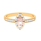 1 Ct Marquise Morganite Engagement Ring with Halo Diamond Morganite - ( AAA ) - Quality - Rosec Jewels