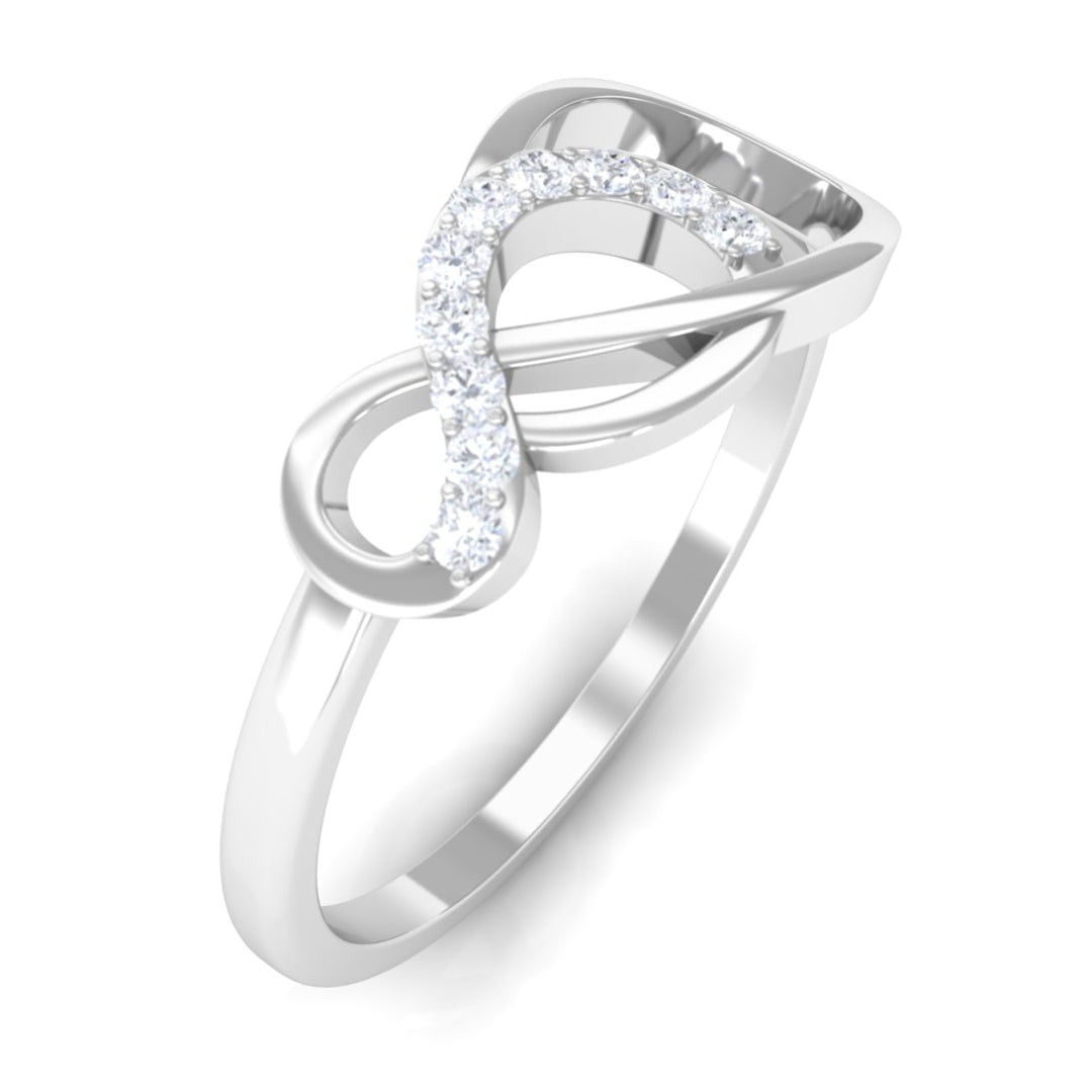 Natural Diamond Interlock Infinity Ring Diamond - ( HI-SI ) - Color and Clarity - Rosec Jewels