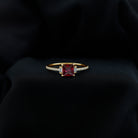 Claw Set Created Ruby Engagement Ring With Diamond Lab Created Ruby - ( AAAA ) - Quality - Rosec Jewels