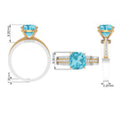 2.5 CT Cushion Cut Swiss Blue Topaz Solitaire with Diamond Two Tone Ring Swiss Blue Topaz - ( AAA ) - Quality - Rosec Jewels