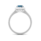 2 CT Oval Cut London Blue Topaz Solitaire Ring with Diamond Halo London Blue Topaz - ( AAA ) - Quality - Rosec Jewels