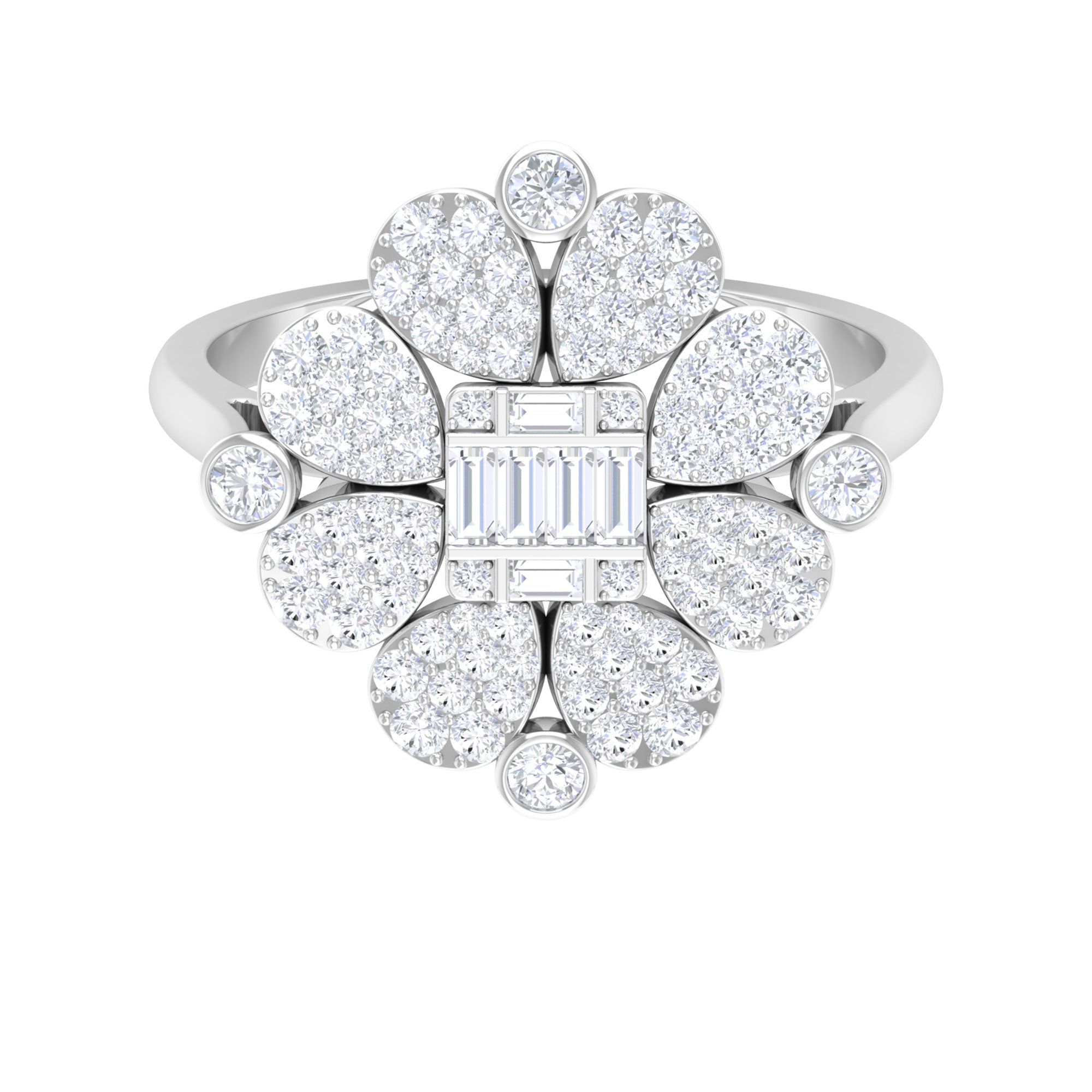 Illusion Set Diamond Statement Engagement Ring Diamond - ( HI-SI ) - Color and Clarity - Rosec Jewels