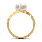 Moi et Toi Freshwater Pearl Bypass Ring with Diamond Freshwater Pearl - ( AAA ) - Quality - Rosec Jewels