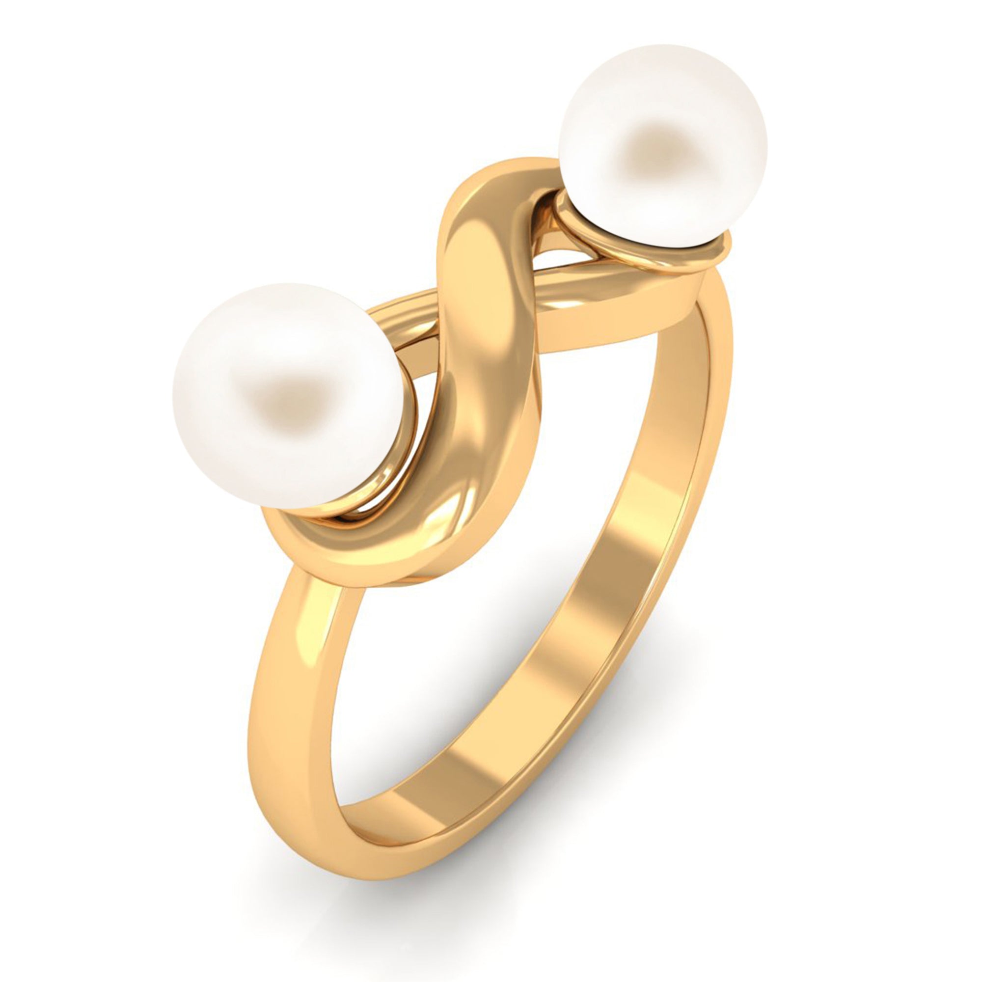 4 CT Toi et Moi Freshwater Pearl Infinity Gold Ring Freshwater Pearl - ( AAA ) - Quality - Rosec Jewels