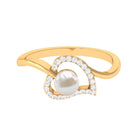 2.25 CT Freshwater Pearl and Diamond Heart Bypass Engagement Ring Freshwater Pearl - ( AAA ) - Quality - Rosec Jewels