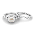 Freshwater Pearl and Diamond Wedding Ring Set Freshwater Pearl - ( AAA ) - Quality - Rosec Jewels