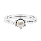 2.25 CT Floral Freshwater Pearl Bypass and Diamond Engagement Ring in Gold Freshwater Pearl - ( AAA ) - Quality - Rosec Jewels