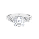 3.5 CT Asscher Zircon Designer Solitaire Engagement Ring in Petal Prong Setting Zircon - ( AAAA ) - Quality - Rosec Jewels