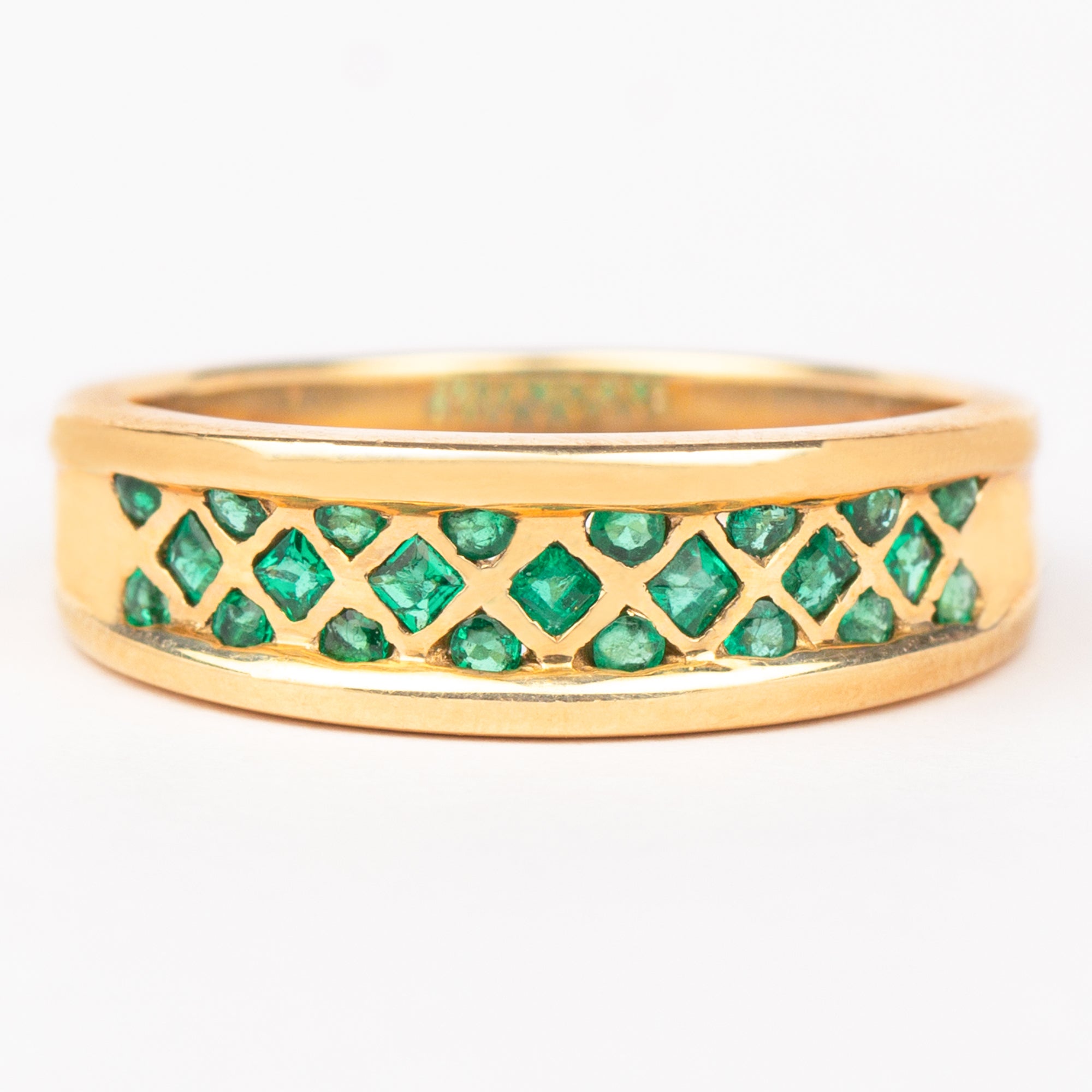 1/2 CT Bezel Set Emerald and Gold Band Ring Emerald - ( AAA ) - Quality - Rosec Jewels