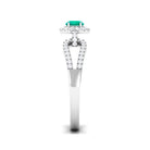 Split Shank Engagement Ring with Emerald and Diamond Emerald - ( AAA ) - Quality - Rosec Jewels