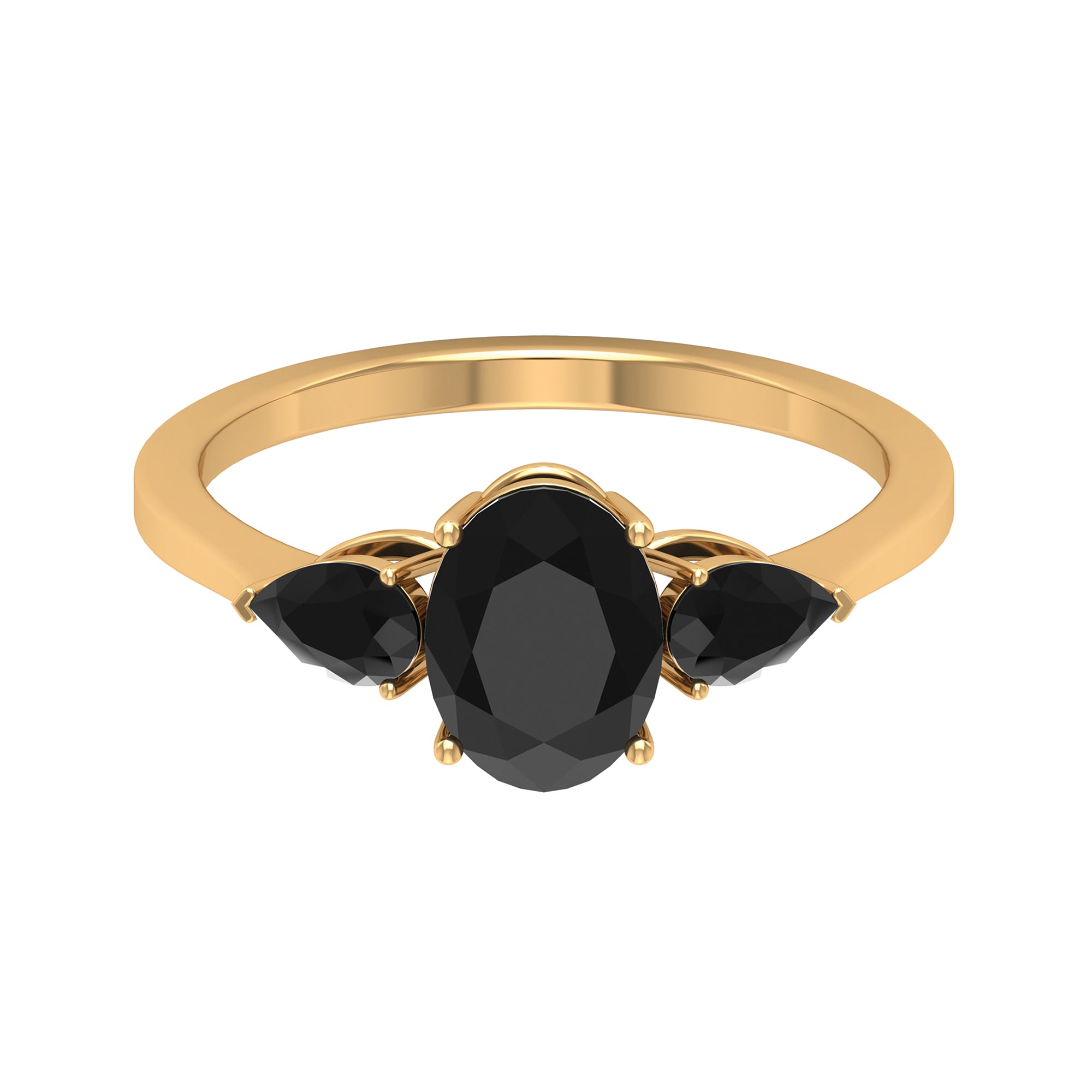 1.50 CT Three Stone Black Onyx Ring Black Onyx - ( AAA ) - Quality - Rosec Jewels