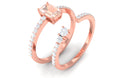 Natural Morganite and Diamond Stackable Ring Set Morganite - ( AAA ) - Quality - Rosec Jewels