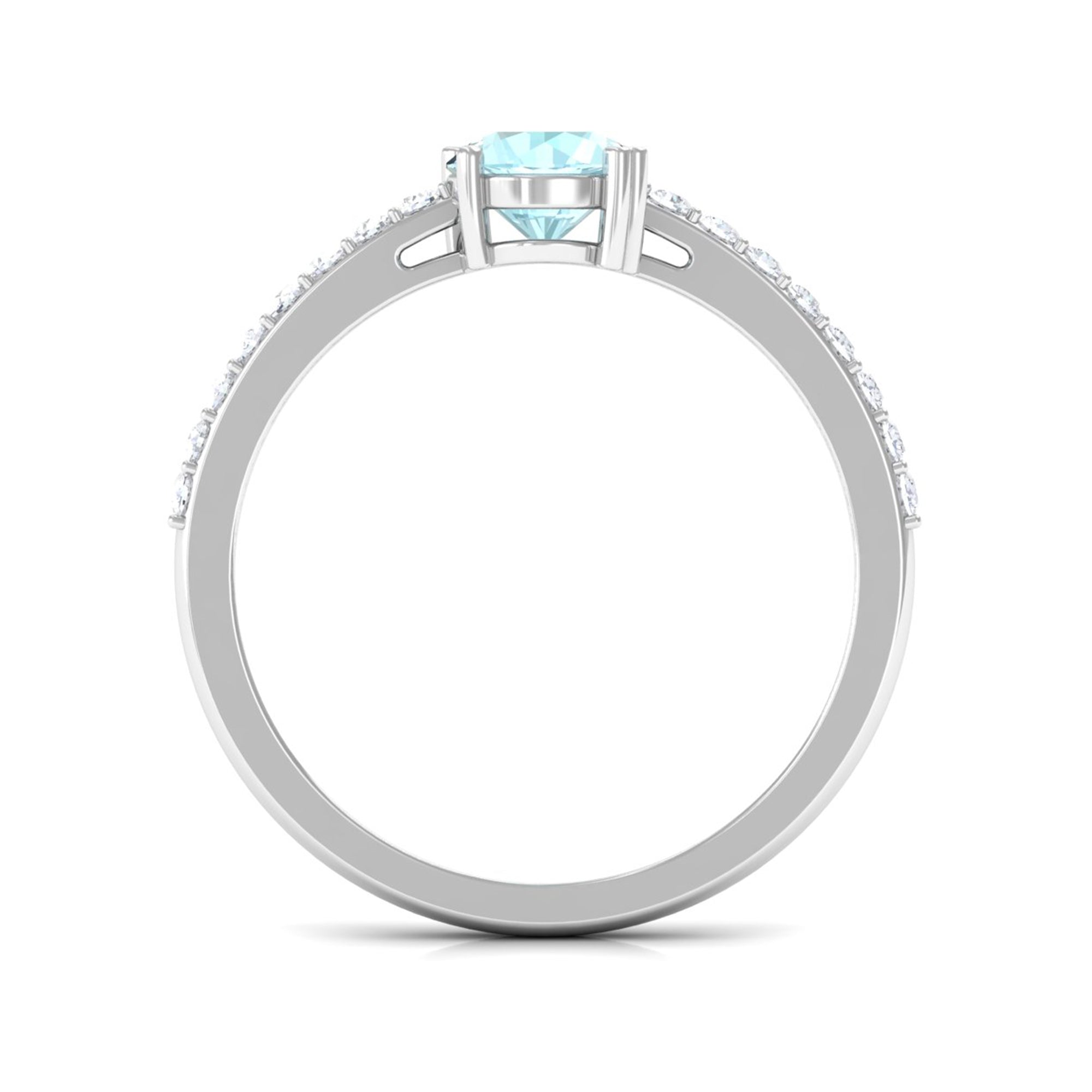 1 CT Round Solitaire Sky Blue Topaz and Diamond Ring Sky Blue Topaz - ( AAA ) - Quality - Rosec Jewels