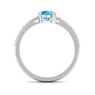 1 CT Swiss Blue Topaz Solitaire Promise Ring with Diamond Swiss Blue Topaz - ( AAA ) - Quality - Rosec Jewels