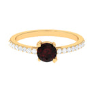 Designer Garnet Solitaire Promise Ring with Diamond Garnet - ( AAA ) - Quality - Rosec Jewels