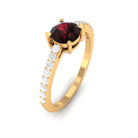 Designer Garnet Solitaire Promise Ring with Diamond Garnet - ( AAA ) - Quality - Rosec Jewels