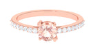 Designer Morganite Solitaire Promise Ring with Diamond Morganite - ( AAA ) - Quality - Rosec Jewels