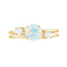 1 CT Ethiopian Opal Solitaire Engagement Ring with Diamond Ethiopian Opal - ( AAA ) - Quality - Rosec Jewels