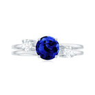 1.25 CT Solitaire Created Blue Sapphire and Diamond Engagement Ring Lab Created Blue Sapphire - ( AAAA ) - Quality - Rosec Jewels