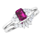 1.50 CT Solitaire Rhodolite and Diamond Wedding Ring Set Rhodolite - ( AAA ) - Quality - Rosec Jewels