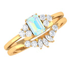 Octagon Cut Ethiopian Opal Solitaire Ring Set with Diamond Ethiopian Opal - ( AAA ) - Quality - Rosec Jewels