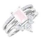 1.25 CT Natural Rose Quartz and Moissanite Ring Set in Gold Rose Quartz - ( AAA ) - Quality - Rosec Jewels