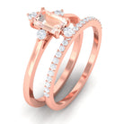 1.25 Carat Emerald Cut Morganite Solitaire Ring Set with Diamond Morganite - ( AAA ) - Quality - Rosec Jewels