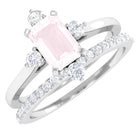 1.25 CT Real Rose Quartz and Diamond Ring Set Rose Quartz - ( AAA ) - Quality - Rosec Jewels