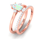 Natural Ethiopian Opal Solitaire Ring Set with Diamond Ethiopian Opal - ( AAA ) - Quality - Rosec Jewels