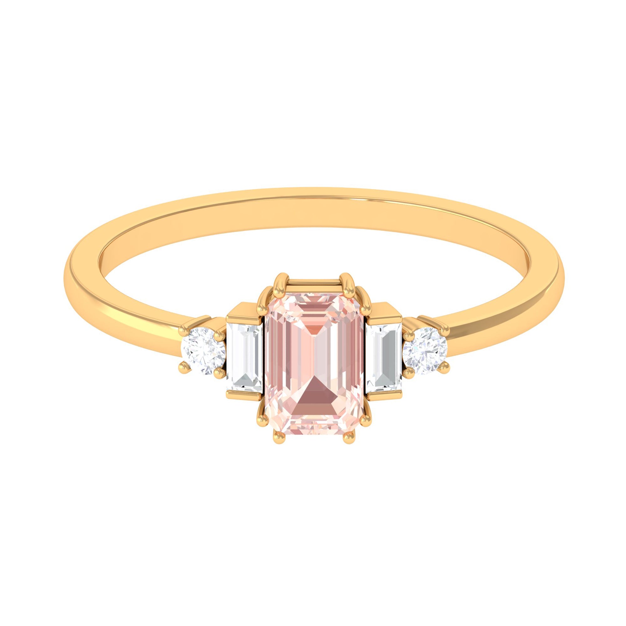 3/4 CT Morganite Solitaire Engagement Ring with Diamond Morganite - ( AAA ) - Quality - Rosec Jewels