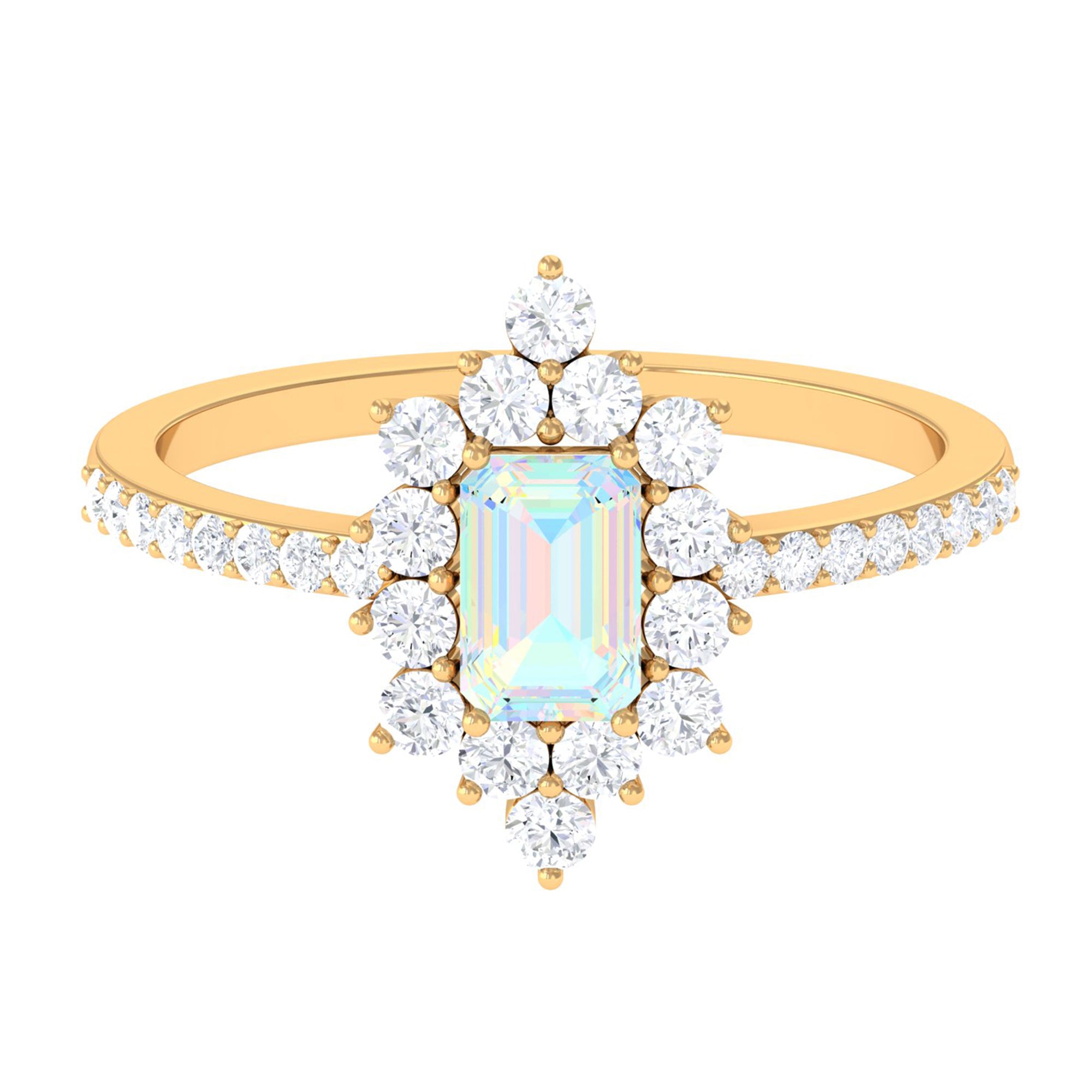 Vintage Inspired Ethiopian Opal Halo Engagement Ring with Diamond Ethiopian Opal - ( AAA ) - Quality - Rosec Jewels