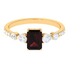 Solitaire Garnet Engagement Ring with Diamond Side Stones Garnet - ( AAA ) - Quality - Rosec Jewels