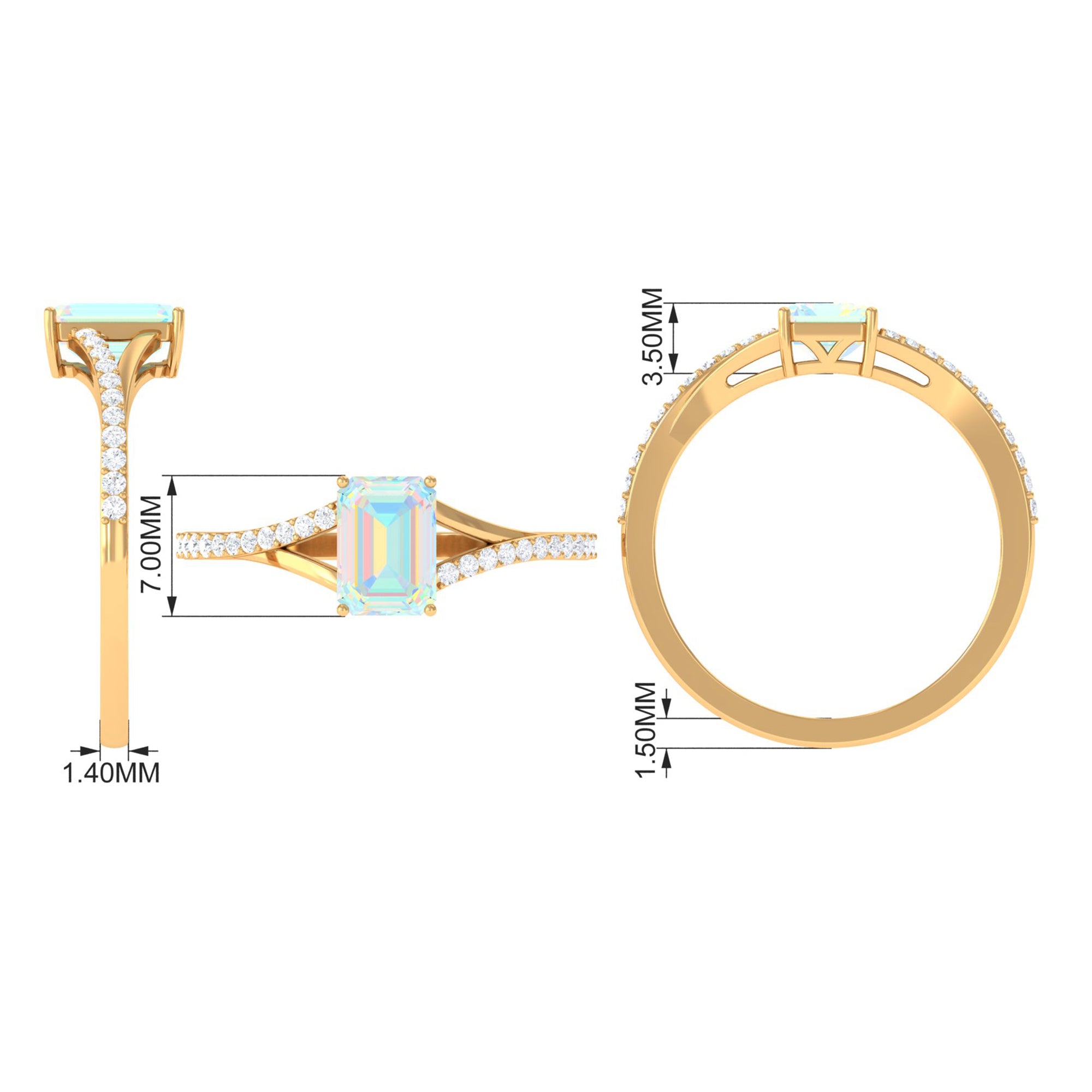 Split Shank Ethiopian Opal Solitaire Engagement Ring with Diamond Ethiopian Opal - ( AAA ) - Quality - Rosec Jewels