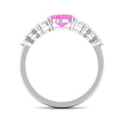 Solitaire Oval Pink Sapphire East West Ring with Diamond Pink Sapphire - ( AAA ) - Quality - Rosec Jewels