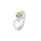 Round Green Sapphire Designer Engagement Ring with Diamond Green Sapphire - ( AAA ) - Quality - Rosec Jewels